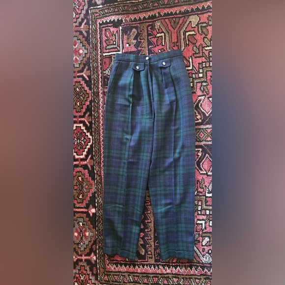 Edinburgh Pants - Vintage High waisted blackwatch plaid trouser pants